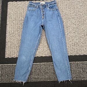 Abercrombie & Fitch The Mom High Rise Button Fly Jeans Women’s 27 Raw Hem Casual